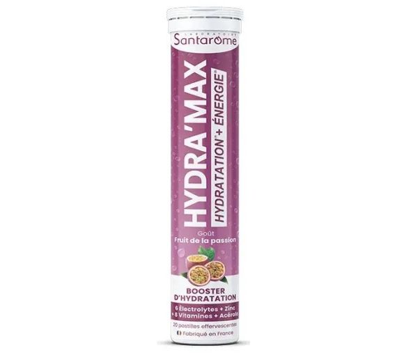 Hydra'max Lösung zur Hydratation Passionsfruchtgeschmack Santarome - 20 Brausetabletten
