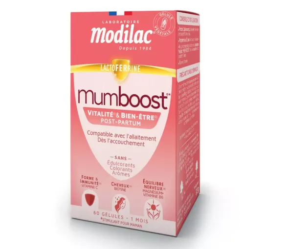 Mumboost Vitalität und Wohlbefinden nach der Geburt Modilac - Packung mit 60 Kapseln