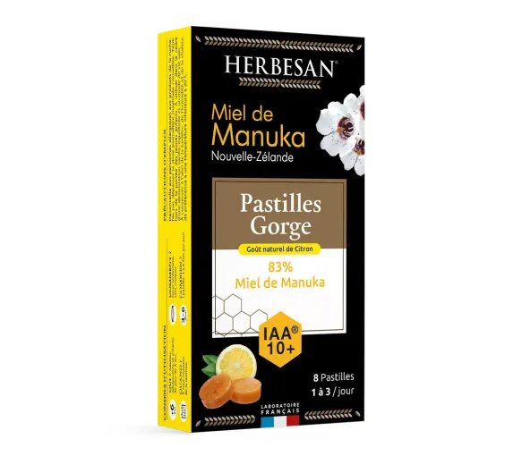 Manuka-Honigpastillen IAA10+ Zitrone Herbesan - Packung mit 8 Pastillen