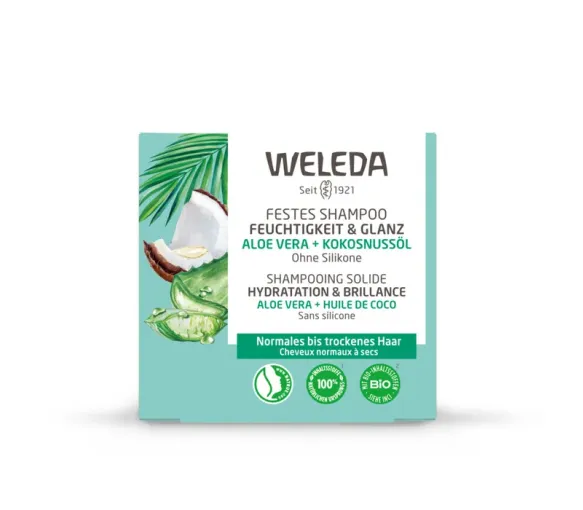 Festes Shampoo für Feuchtigkeit und Glanz Weleda - 50g Stück - image 1