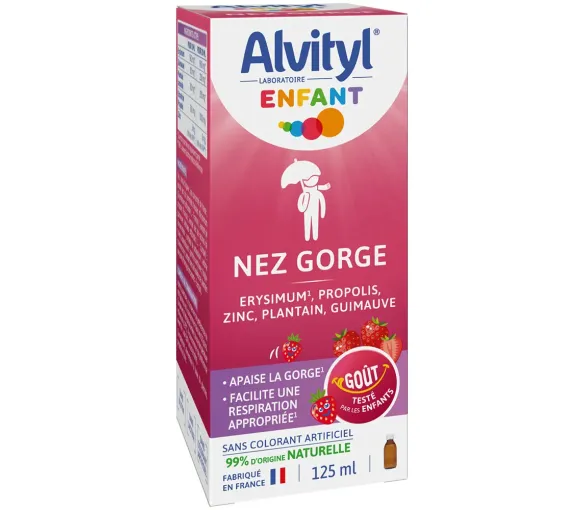 Alvityl Erdbeer-Geschmack Nasen-Hals-Sirup für Kinder - 125 ml Flasche