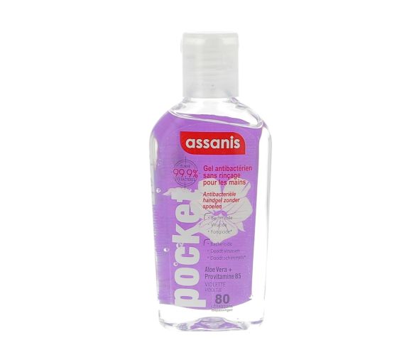 Antibakterielles Pocket-Handgel ohne Abspülen mit Veilchenduft Assanis - 80ml Flasche