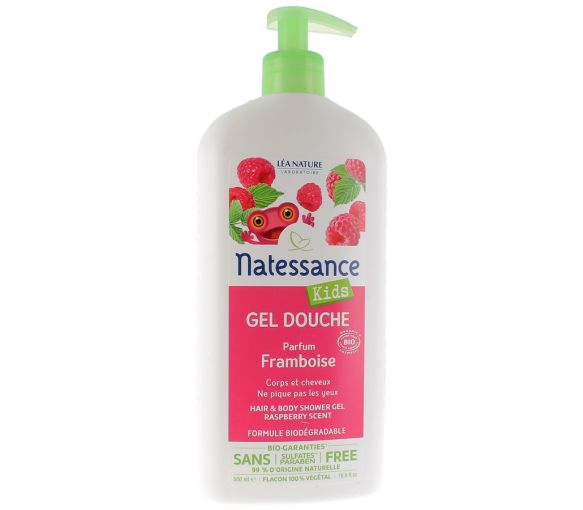 Bio-Duschgel Himbeere Natessance Kids - Pumpflasche 500 ml