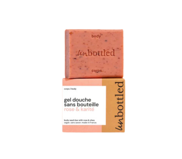 Duschgel ohne Flasche Rose & Sheabutter Unbottled - 110g Stück - image 1