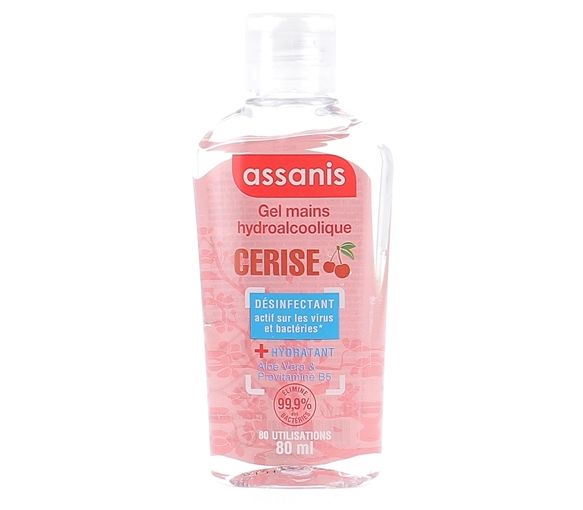 Händedesinfektionsgel mit Kirschduft Assanis - 80 ml Flasche