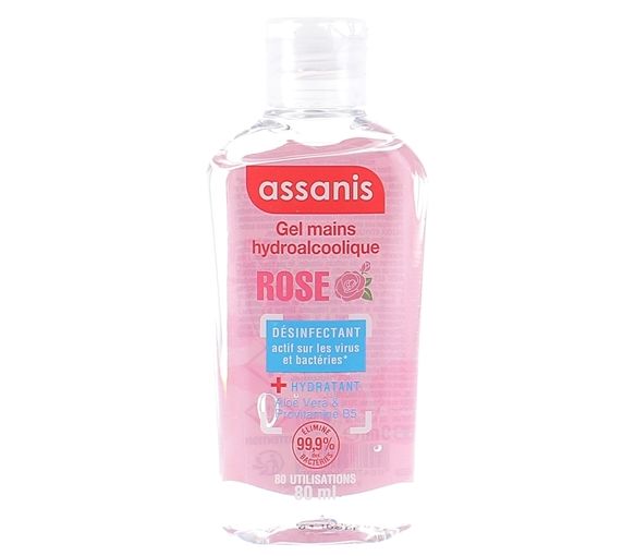 Händedesinfektionsgel mit Rosenduft Assanis - 80ml Flasche