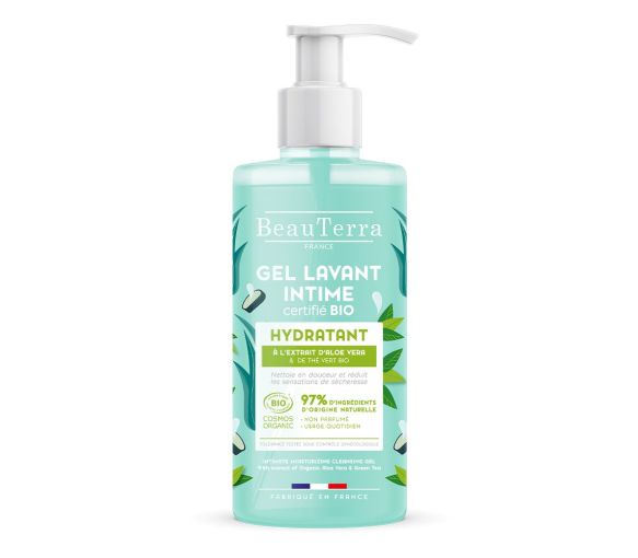 Bio-zertifizierte feuchtigkeitsspendende Intimwaschlotion Beauterra - Pumpflasche 500ml