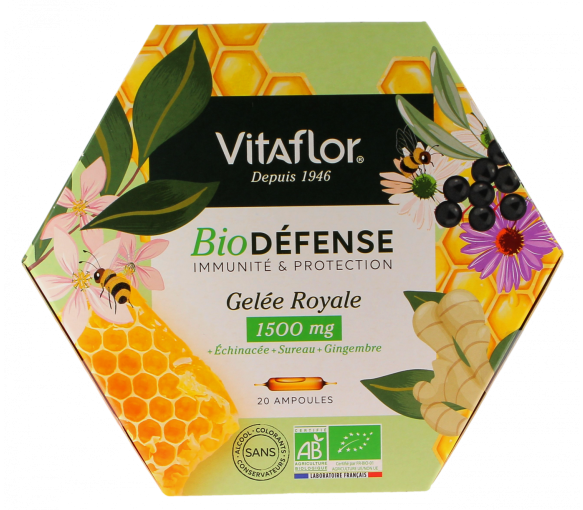Bio-Gelee Royale 1500 mg Abwehr+ Apicule Vitaflor - Schachtel mit 20 Ampullen - image 1