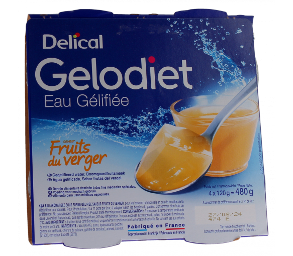 Gelodiet Gelee-Wasser mit Fruchtgeschmack Delical - 4er-Pack mit 120g Bechern - image 1