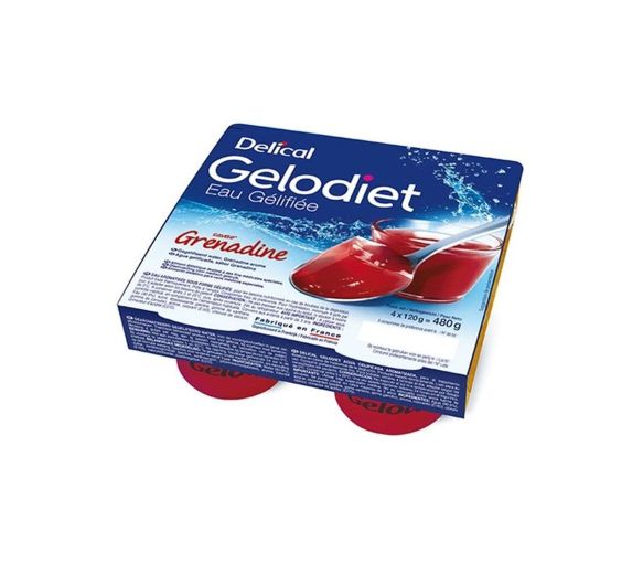 Gelodiet Aromatisiertes Gelee Grenadine Delical - Pack mit 4 Bechern à 120g