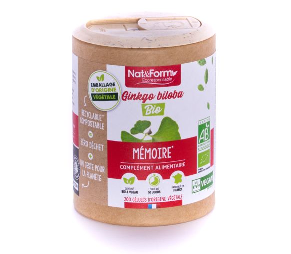 Ginkgo biloba Bio Ecoresponsable Nat&Form - Dose von 200 Kapseln - image 1