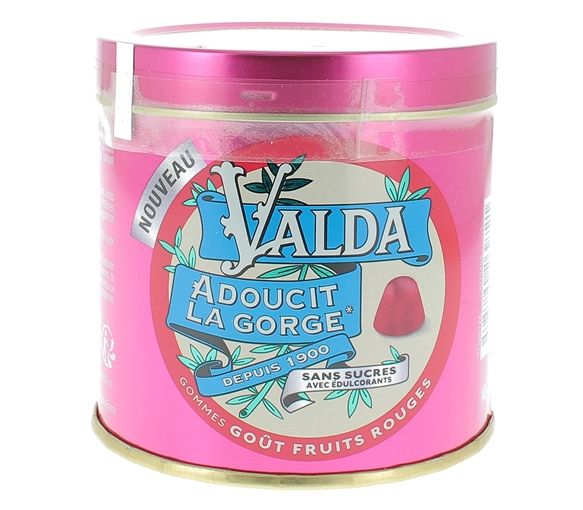 Zuckerfreier Kaugummi mit rotem Fruchtgeschmack Valda - 140g Dose
