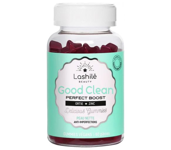 Good Clean perfect boost Hoch rein Lashilé Beauty - Box mit 60 veganen Gummies
