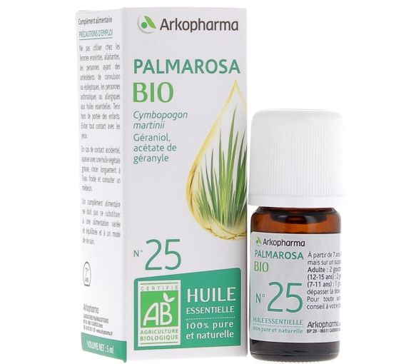 Bio Palmarosa ätherisches Öl Nr. 25 Arkopharma - Flasche mit 5 ml