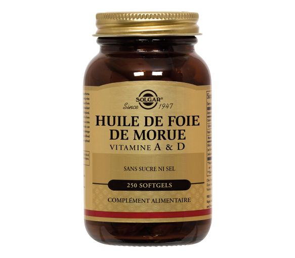 Lebertran Öl Vitamin A & D SOLGAR - 250 Softgels Dosis - image 1