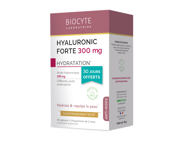 Hyaluronsäure Forte 300 mg Anti-Aging Biocyte - Packung mit 90 Kapseln - image 1