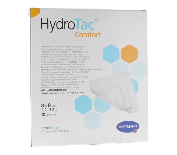 HydroTac Comfort Hydrogel-Verbandmaterial mit selbsthaftendem Gel 8x8cm Hartmann - Schachtel mit 10 Stück