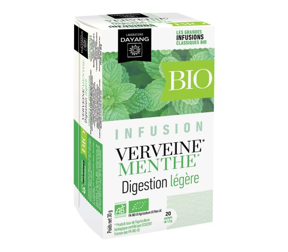 BIO Pfefferminz-Verveine-Aufguss leichte Verdauung Dayang - Schachtel mit 20 Beuteln