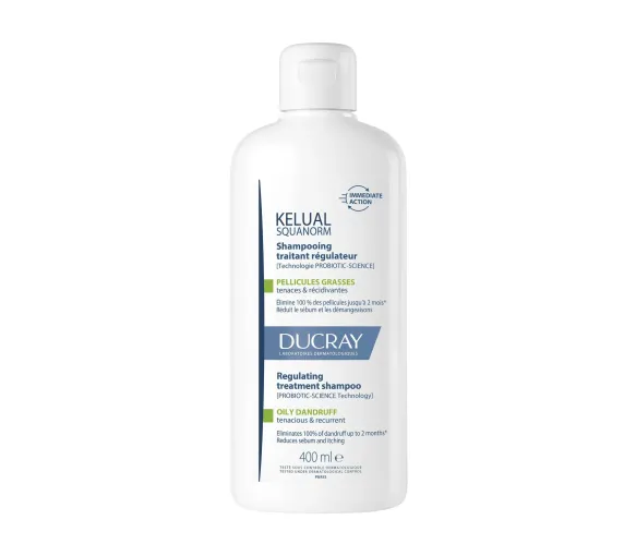 Kelual Squanorm Anti-Schuppen Shampoo für fettige Schuppen Ducray - Flasche mit 400 ml