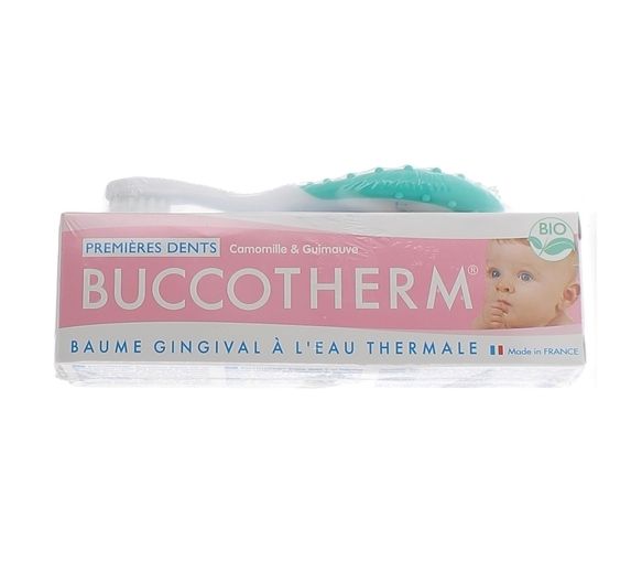 Bio-Zahnpflegeset für die ersten Zähne 0 bis 2 Jahre Buccotherm - eine Tube mit 50 ml + eine Zahnbürste