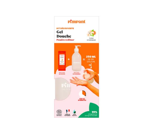 Entdecker-Set Duschgel Pimpant - 1 Glasflasche mit 250ml + 1 Nachfüllung mit 25g