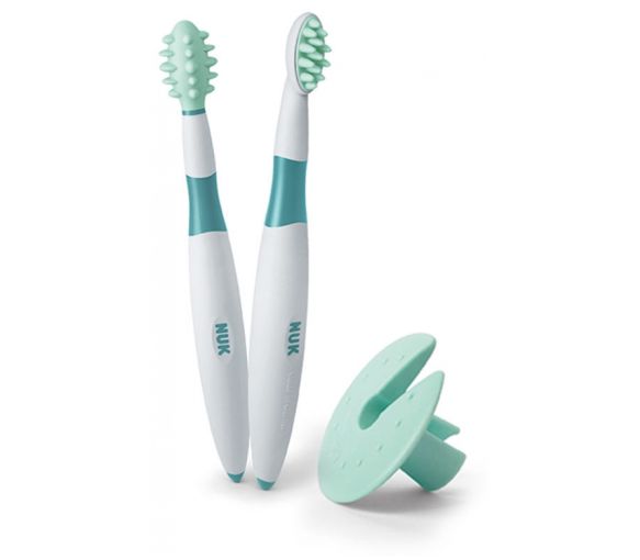 Bildungsset zur Zahnhygiene 6 Monate+ NUK - 2 Bürsten + 1 Schutzring
