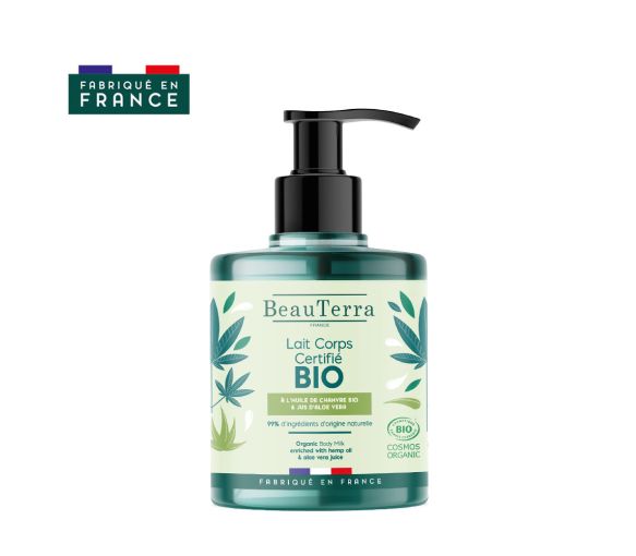 Bio-Körpermilch mit Hanföl und Aloe-Vera-Saft Beauterra - Pumpflasche mit 500 ml
