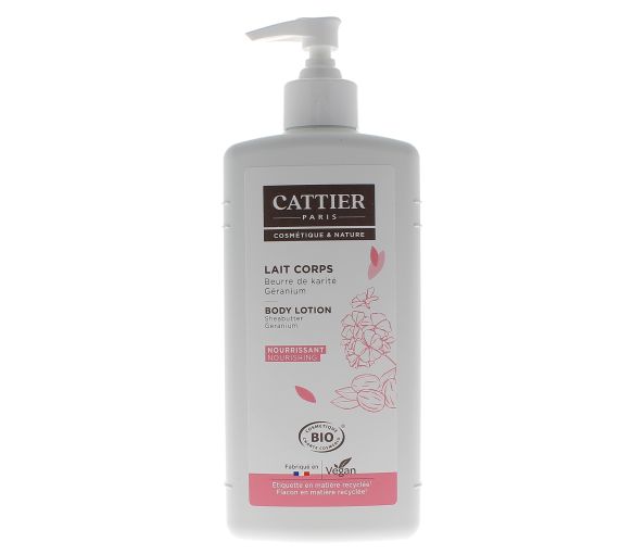 Körpermilch mit Bio-Sheabutter und Bio-Geranium Cattier - Pumpflasche mit 500 ml - image 1