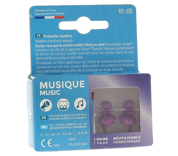Musikgehörschutz Quies - Box mit 1 Paar - image 1