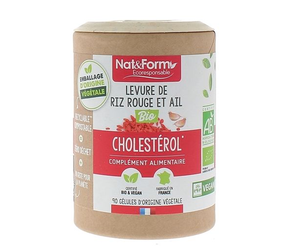 Roten Reis & Bio-Knoblauch Cholesterin Nat&Form - Dose mit 90 Kapseln