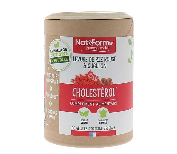 Rote Reismehl & Gugulon Cholesterin Nat&Form - Dose mit 60 Kapseln