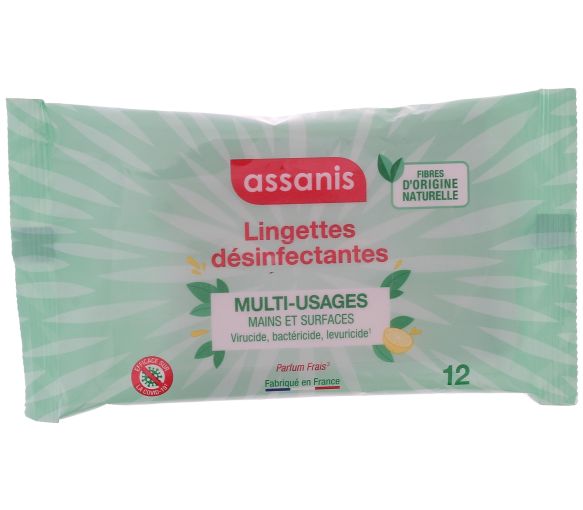 Desinfektionstücher für den Mehrzweckgebrauch Assanis - Packung mit 12 Tüchern - image 1
