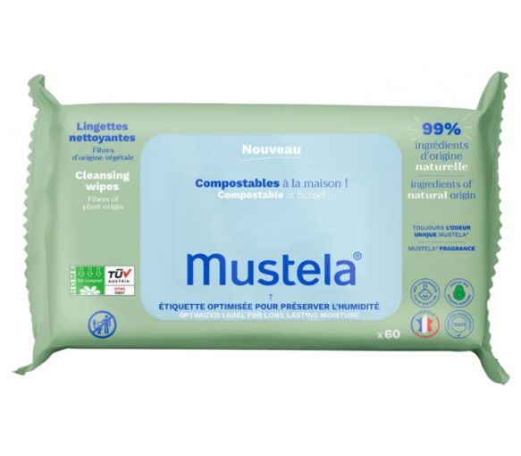 Kompostierbare Reinigungstücher mit Mustela-Duft - Packung mit 60 Tüchern - image 1