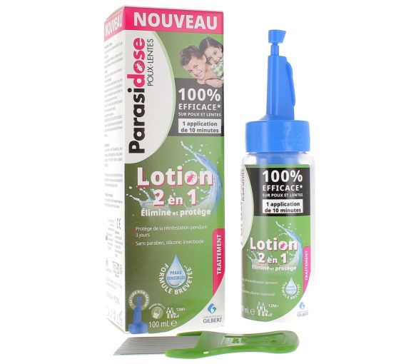 Lotion 2 in 1 gegen Läuse und Nissen Parasidose - Flasche mit 100 ml