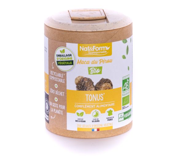 Maca Bio Ecoresponsable Nat&Form - Dose von 200 Kapseln - image 1
