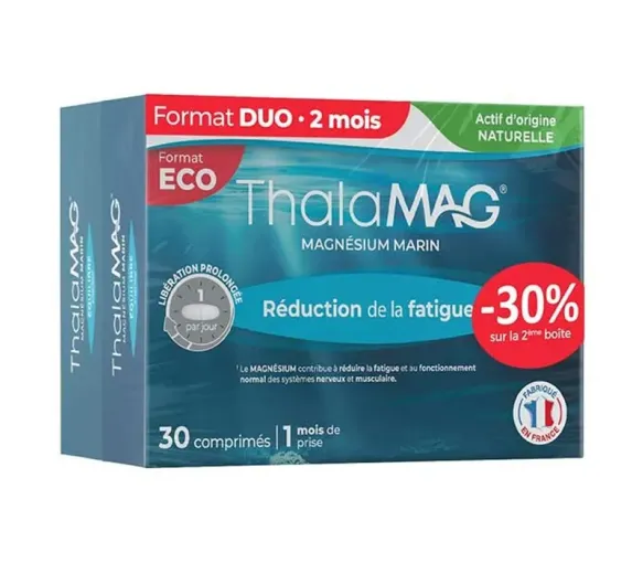 Meeresmagnesium zur Reduzierung von Müdigkeit Thalamag - 2er-Pack mit 30 Tabletten