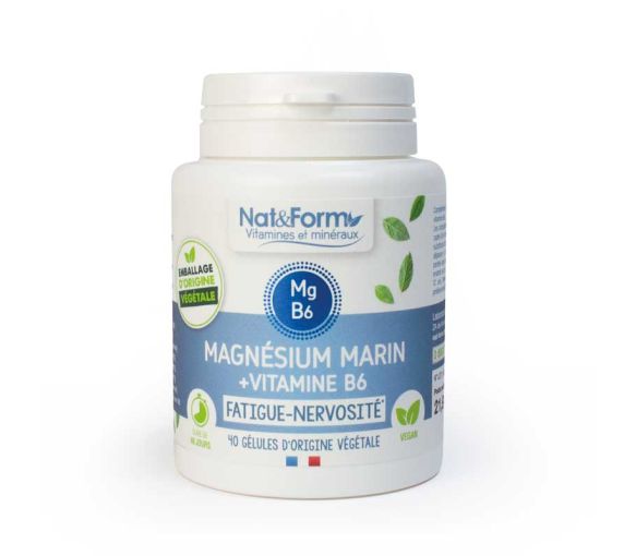 Meeresmagnesium + Vitamin B6 Müdigkeit und Nervosität Nat&Form - Packung mit 40 Kapseln - image 1