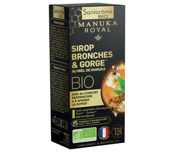 Manuka Royal Sirup für Bronchien & Hals mit Bio-Manuka-Honig von Santarome - Flasche mit 125 ml - image 1