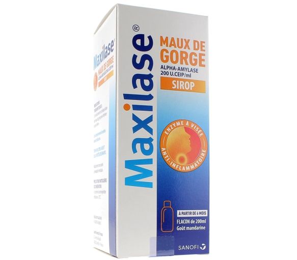 Maxilase Halsschmerzen Alpha-Amylase 200U. CEIP/ml Sirup - Flasche mit 200 ml
