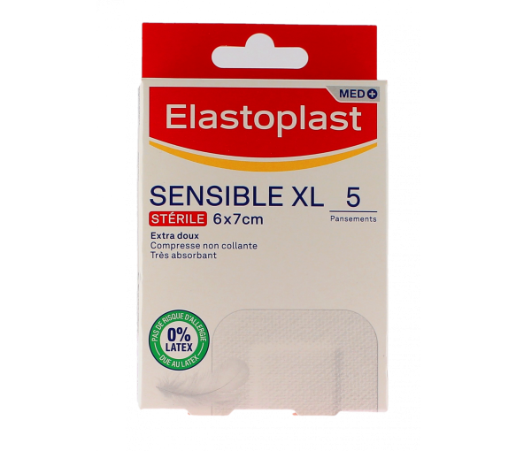 Med+ sensible sterile Pflaster Elastoplast - Packung mit 5 Pflastern von 6x7cm - image 1