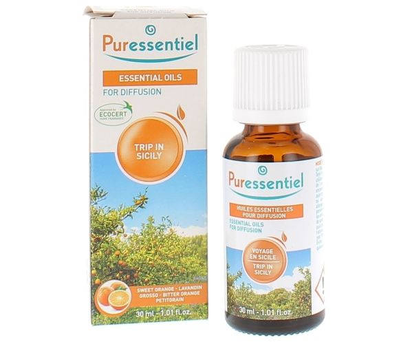 Mischung für die Diffusion Reise nach Sizilien bio Puressentiel - Flasche 30 ml