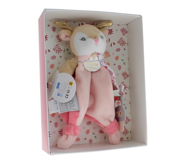 Mini Schnuffeltier Rentier Schnullerhalter Doudou und compagnie - Box mit Schnuffeltier von 15 cm