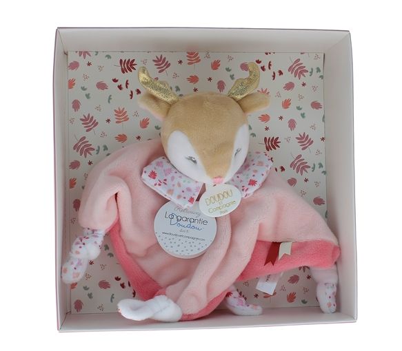 Mini Schmusetier Rentier rosa Doudou und compagnie - Box mit Schmusetier von 20 cm - image 1