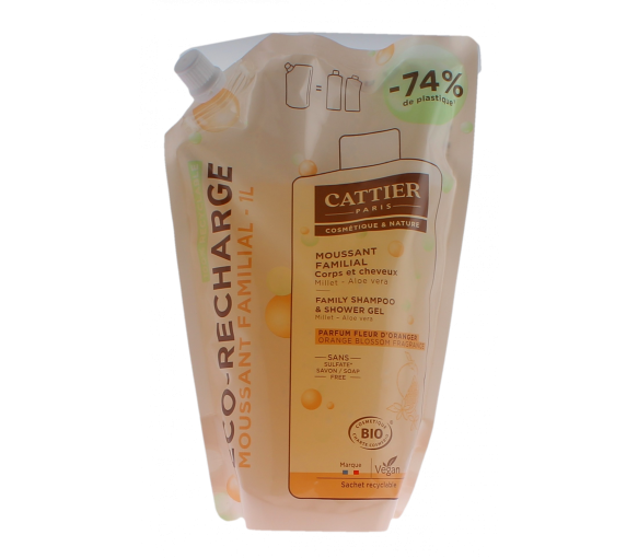 Bio-Familien-Schaum mit Orangenblüten-Duft von Cattier - Nachfüllpackung 1L - image 1