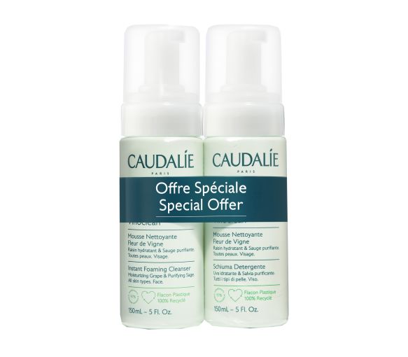 Reinigender Schaum Fleur de Vigne Caudalie - 2er-Pack mit 150 ml Pumpflaschen