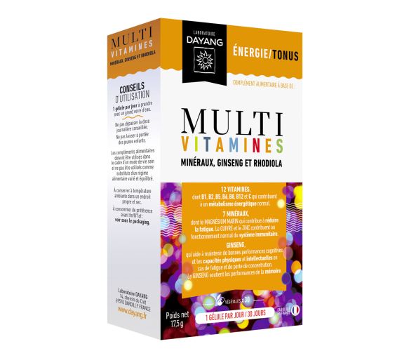 Multivitamine Mineralien Ginseng und Rhodiola Dayang - Packung mit 30 Kapseln