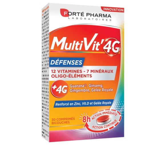 MultiVit' 4G Abwehr Forté Pharma - Packung mit 30 zweischichtigen Tabletten