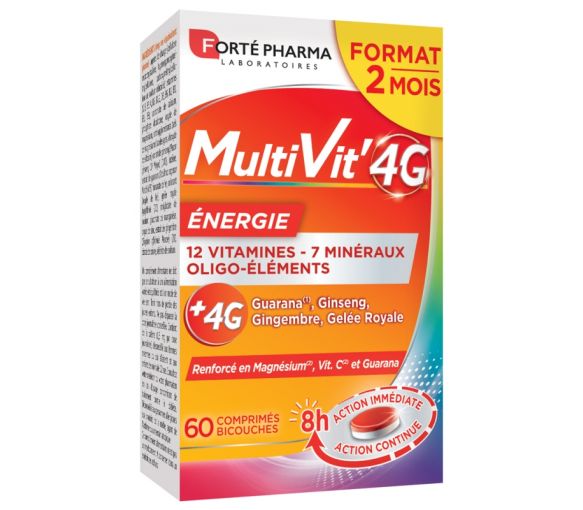 MultiVit' 4G Energie Forté Pharma - Packung mit 60 zweischichtigen Tabletten