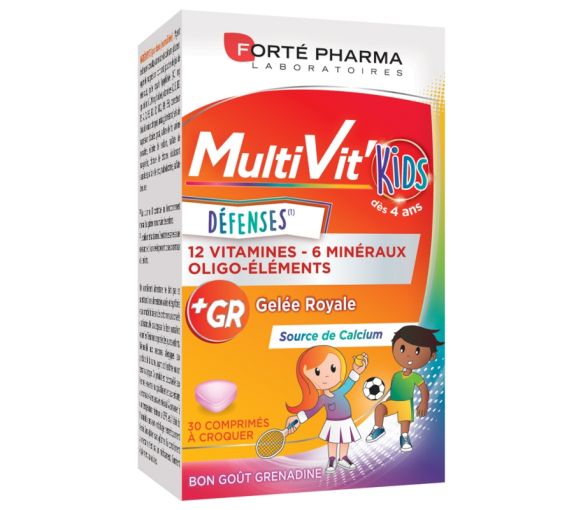 Multivit'Kids Abwehr Forte Pharma - Packung mit 30 Kaudabletten