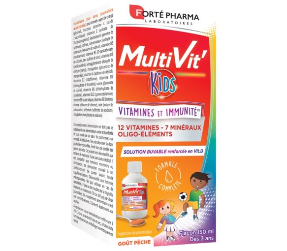 MultiVit'Kids Sirup Vitamine und Immunität Forté Pharma - Flasche mit 150 ml